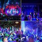 4 Pack 150W LED Flood Black Lights,395nm to 405nm UV Outdoor Flood High Power Blacklight Light with Plug in, IP66 Waterproof Large Black Light Spotlight for Glow Party Large Space, Halloween