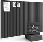 Large Felt Bulletin Board 35x47 Inch, 12pcs Peel and Stick Felt Wall Tiles Modern Push Pin Board for Wall Organization