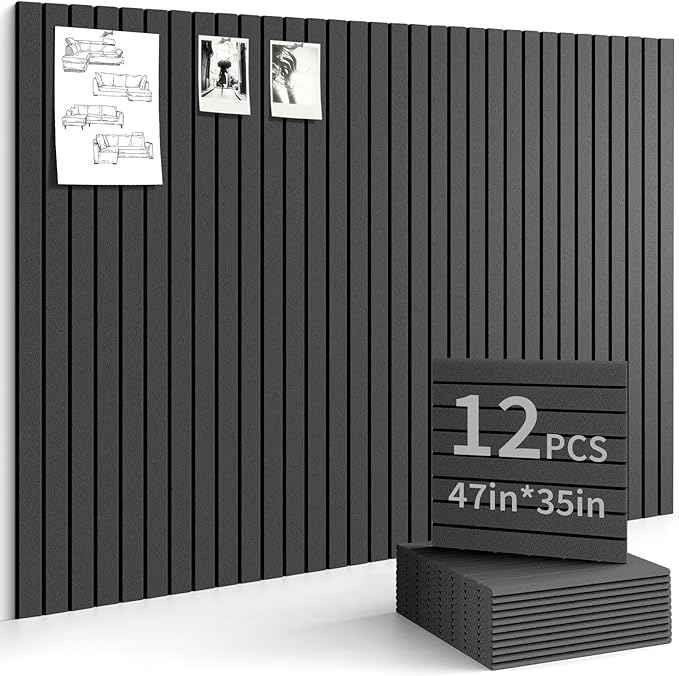 Large Felt Bulletin Board 35x47 Inch, 12pcs Peel and Stick Felt Wall Tiles Modern Push Pin Board for Wall Organization