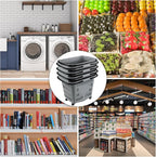 50 L Shopping Basket with Wheels and Handle, Grey Plastic Rolling Shopping Basket, 4 Packs