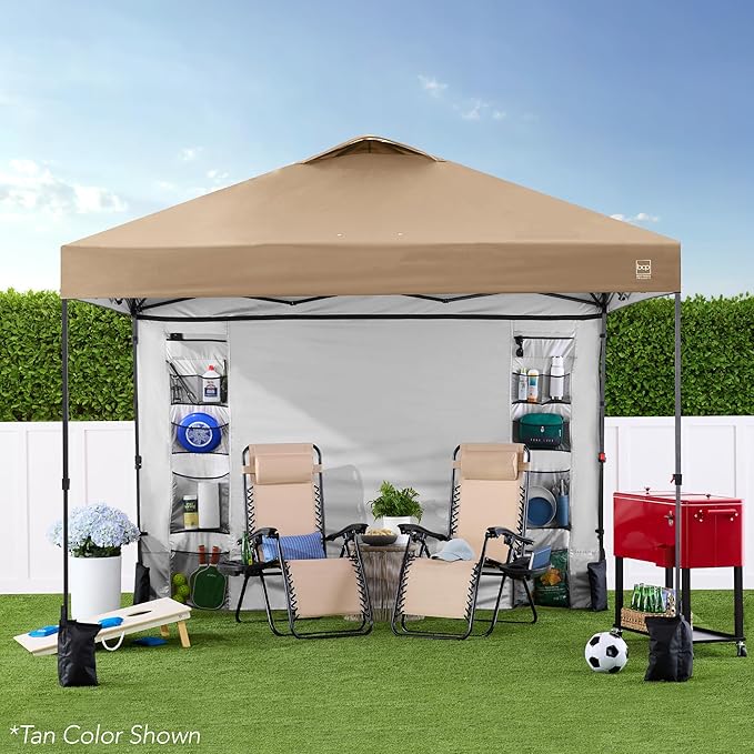 Best Choice Products 10x10ft Easy Pop Up Canopy w/Side Wall, 10 Pockets, Portable Carrying Case, 1-Button Setup, 4 Weight Bags - Sage Green
