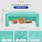 HolidayIdeas Open Back Fitted Tableclothss for 8 Foot Rectangle Table, Wrinkle Resistant Washable Table Covers 96x30 Inch for Craft Fairs, Banquets, Baby Shower, Aqua,4 Pcs