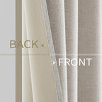 MIULEE 100% Blackout Linen Textured Curtains for Bedroom Solid Thermal Insulated Cream White Grommet Room Darkening Curtains & Drapes Luxury Decor for Living Room Nursery 52 x 84 Inch (2 Panels)