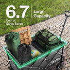 VIVOSUN Collapsible Folding Wagon, 350 lb Load-Bearing Outdoor Utility Cart with Silent Universal Wheels, Cup Holders &Side Pockets, Adjustable Handle, for Camping, Garden, Sports, Picnic, Shopping