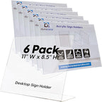 Mammoth DuraClear Acrylic Sign Holders 8.5 x 11 - Extra Thick and Durable Desktop Paper Sign Holders - Perfect for Retail and Booth Display Supplies - 6 Pack, Landscape