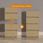 furtble Stackable 2-Drawer Dresser, Multi-Purpose Storage Closet Cube for Bedroom, Storage Cabinet for Entryway, Nightstand Sofa Beside Table Drawer Chest, 15.8 in, Oak
