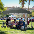 PHI VILLA 10x10ft 1-Person Setup Pop Up Canopy Tent Instant Portable Shelter w/ 1-Button Push, Case, 4 Weight Bags - Gray