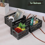 Storage Crates 3 Pack Wooden Nesting Crates with Handles,Rustic Storage Container Boxes,Farmhouse Decorative Baskets for Storage,Display,Decor,Black