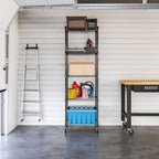 Seville Classics UltraDurable Heavy Duty NSF Solid Steel Wire Rack Storage Unit, Organizer for Garage, Warehouse, Office, Restaurant, Classroom, Kitchen, Black, 5-Tier Shelving, 24" W x 18" D