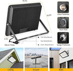 2 Pack 300W Warm White Led Flood Lights Outdoor,3000K Super Bright 43500LM Security Lights with Plug,Exterior IP66 Waterproof FloodLight for Basketball Court, Yard, Garden, Playground