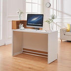 Reception Desk with Counter,Modern Counter Table with Cable Grommet,47 inch Retail Counter for Checkout, Lobby, Beauty Salon,Barber and Small Company (Normal)