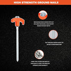 12 Pack Screw in Tent Stakes Heavy Duty,8 ’’ Ground Anchors Screw in,Metal Stakes with Hex Head Driver and Sturdy Storage Box. (12, Orange)