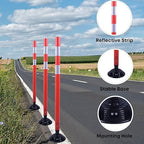 8 Pack Traffic Delineator Posts – High Visibility Reflective Safety Cones with Spring Base for Roadway, Parking, Garage, Construction Zones (Orange, 48 Inch)