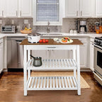 Island Oasis Solid Wood Kitchen Island with Drawer, Stainless Steel Towel Bar and Open Storage Multi-Purpose Prep Table for Home Kitchens Natural Maple and White