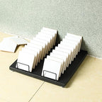 Shimeyao Desktop Tile Display Rack with 20 Card Slots Tile Sample Display Metal Stand Portable Large Capacity Wooden Floor Sample Holder Ceramic Glass Storage Organizer for Vendors Retail Counter Desk