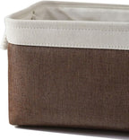 Large Storage Baskets for Shelves, Fabric Baskets for Organizing, Collapsible Storage Bins for Closet, Nursery, Clothes, Home & Office [3-Pack, White&Brown]
