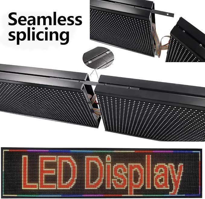 Outdoor P10 LED Scrolling Programmable Sign 77"x14", Bright High Visibility Digital Led Signage Displays, Message Signs for Business, Restaurant, Window Shop