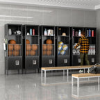 Aobabo 72" H Metal Storage Locker for Gym, for Stores Sports Gear Footballs, Rugby Balls and Tennis, Open Storage Locker with Hooks for School, Gym, Black, Assembly Required