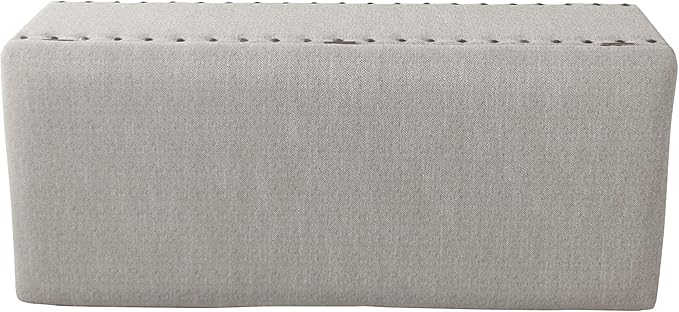 Homepop Home Decor | Upholstered Bench with Nailhead Trim | Large Ottoman with Storage for Living Room & Bedroom | Decorative Home Furniture, Gray Woven