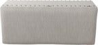 Homepop Home Decor | Upholstered Bench with Nailhead Trim | Large Ottoman with Storage for Living Room & Bedroom | Decorative Home Furniture, Gray Woven