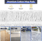 36" Commercial Industrial Dust Mop for Floor Cleaning with Replacement Mop Pads, Heavy Duty Wet Dry Large Mops for Cleaning Floor Office Garage Hardwood Warehouse Factory Mall (Blue, 36 inch mop)