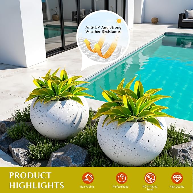 Artificial Agave Plants,Large UV Resistant Fake Agave Planters 12" for Indoor and Outdoor Decorating Tropical Plant Succulents Greenery Indoor Decor (2Pack) Yellow