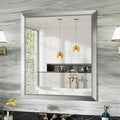36x32 Inch Brushed Nickel Bathroom Mirror for Wall, Thick Metal Framed Rectangle Mirrors for Over Sink, Bedroom, Living Room, Entryway, Anti-Rust, HD Tempered Glass