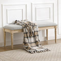 46'' French Country Entryway Bench Wooden Linen Fabric Upholstered Seat Dinng Bench with Nailhead Trim for Hallway End of Bed, Grey
