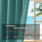 PONY DANCE Rod Pocket Curtains - 42 x 54 inches Sea Teal Blackout Curtain Panels Window Covering Thermal Insulated Light Block for Kitchen Bathroom Privacy Protect Drapes, 2 Pieces