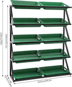 5 Tiers Retail Display Rack, Large Capacity Market Shelf Fruit and Vegetable Basket Stand Rack Set for Kitchen, Office, Store, Supremarket Utility Storage Shelves