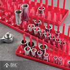 B&C Home Goods Socket Organizers - 6 Piece SAE & Metric Tray Socket Holder - Toolbox Organizers and Storage for ¼, ⅜ and ½ inch Drive Holder for Mechanics