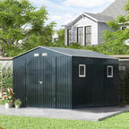 Breezz Outdoor Storage Shed 10 x 10 ft. Utility Tool Shed Metal Storage Garden Shed with Lockable Doors, Windows for Patio Storage,Nightblue