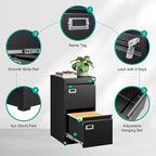 SISESOL 2 Drawer File Cabinet with Lock and Tag,Narrow Two Drawer Filing Cabinet,Vertical Metal File Cabinets,Small Filing Cabinets for Home Office Fit Letter/A4/Legal Size File,Easy Assembly