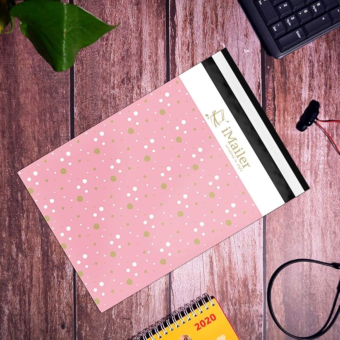 100 Count - 10x13 inch, Pink Polka Dot - Thank You Poly Mailer Envelope, Mailing Shipping Bags with Self Seal Strip