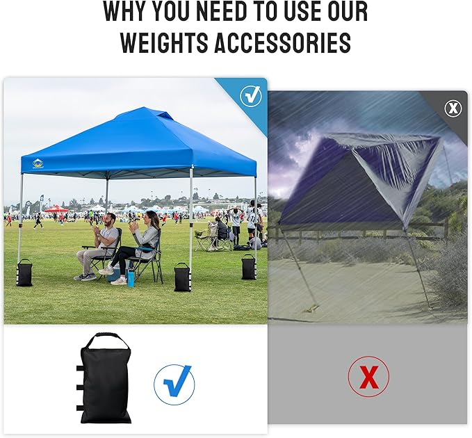 CROWN SHADES Sand Bags for Canopy Legs (120 LBS) Sandbags for Weight, Canopy Weights, Pop Up Tent Weights Bags, Black (Unfilled)