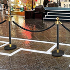 kaiyomi 4Pcs Stanchions with Black Velvet Ropes Set, 5 Feet Velvet Ropes and Posts Poles for Red Carpet Party Decoration and 360° Photo Booth (Golden & Black)