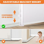 Pawtners Retractable Baby Gates Extra Wide, 41" Tall Extends up to 120" Wide, Dog Gate Indoor with Cat Door for Stairs, Pet Gate with Support Rods for Doorways Hallways Indoor & Outdoor-White