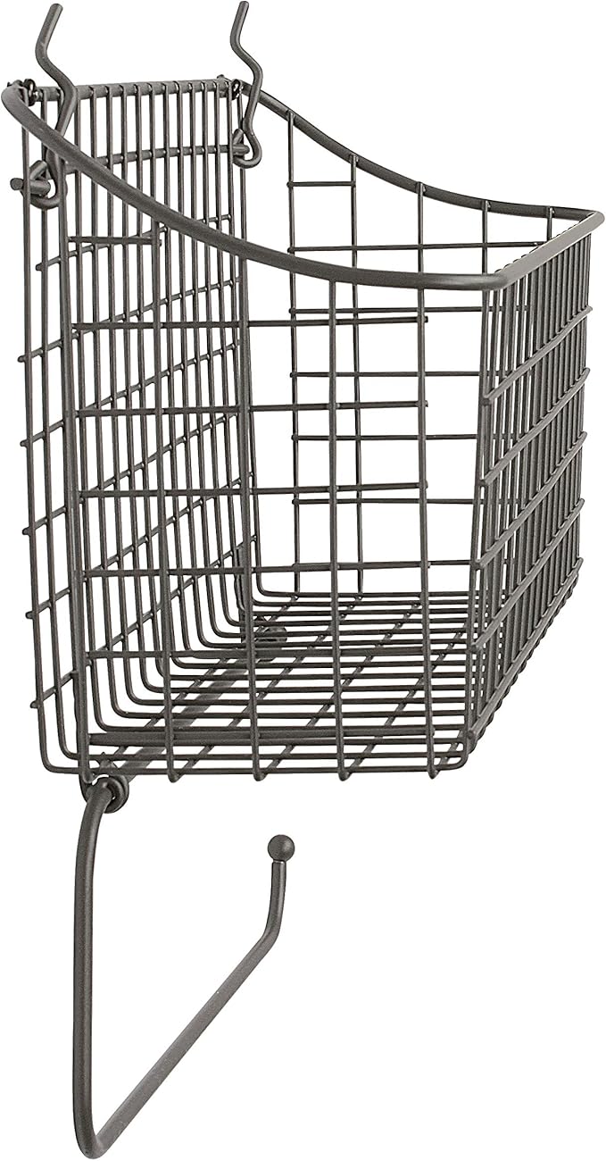 Spectrum Diversified Pegboard/Wall Mount Basket and Paper Towel Holder, 5.5" L X 15.25" W, Industrial Gray (Pack of 5)