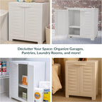 Sunnydaze Freestanding Garage Storage Cabinet with Doors - Indoor Utility Storage Cabinet - 25.5" H - Garage, Office, Home, Laundry Room - Speckled White