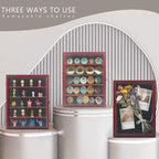 GMFrames 11x14 Wooden Shadow Box Frame with Removable Shelves Deep Display Case for Military Medals Keepsakes Cherry