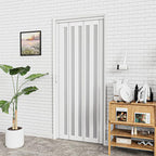 24"-36" x 80 Accordion Doors Interior Folding Door, PVC Accordion Door with 1 Frosted Acrylic Glass with Upgraded Roller & Handle & Complete Hardware, for Closet Bathroom Doorways, White