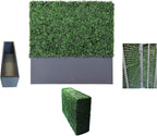 AGPL Upgraded Artificial Boxwood Hedge Wall with Gray Color Planter,Room Divider and Privacy Wall Backdrops Outdoor Privacy Fence for Patio,Balcony,Restaurant,Garden,Party Décor (48" H 48" W 12" D)