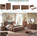 RedLemon Farmhouse 5 Drawer Dresser, 48" Tall Rustic Chest of Drawers, Wood Dresser for Bedroom, Living Room, Hallway, Reclaimed Barnwood Color