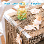 10 PCS Fish Net Decorations, 80 X 40 Inch Fishing Net Decor Natural Fish Netting Cotton Nautical Wall Decor for Ocean-Themed Party Accessories, Beach Party Decorations and Photo Display-Beige
