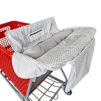 Love&go Soft Pillow Attached 2-in-1 Shopping Cart and High Chair Cover for Baby, Cotton Padded Cart Cover, Fold'n Roll Style, Portable with Carry Bag (Gray Chevron)