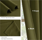 PONY DANCE 45 inches Kitchen Curtains - 42 W x 45 L Olive Green Blackout Curtains & Draperies Light Block Decorative Privacy Protect for Bedroom Windows Short Shade Blinds, 1 Pair