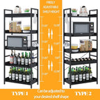 HCHQHS 5 Tier Bookshelf, Adjustable Industrial Bookcase, Vertical Tall Book Shelf, Wood and Black Metal Open Bookshelves for Home Office, Living Room, Bedroom