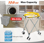 Wellmax WM99100 Series Folding Shopping Cart with Wheels, Grocery Cart with Removable Canvas with Cover, Lightweight Utility Cart for Groceries and Laundry - Holds up to 120 lbs (White)