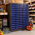 75-Drawer Parts Cabinet with Labels & Dividers, ABS Non-Slip Drawers & Steel Frame, Nut Bolt Screw Tool Organizer for Workshop, Garage, Craft, Toy & Accessory Storage