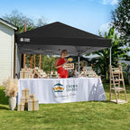 CROWN SHADES 8x8 Pop Up Canopy with 1 Side Wall - Beach Tent with One Push Setup - Outdoor Sun Shade for Events, Parties, Camping - Gazebo with STO-N-Go Cover Bag (Black)